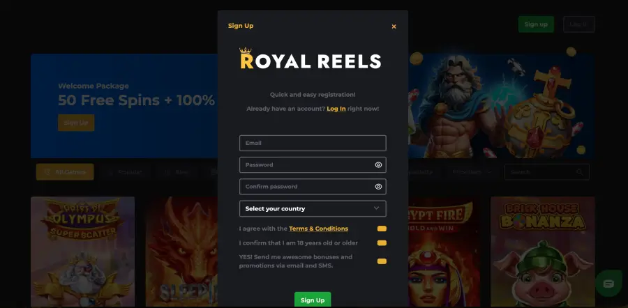 Royal Reels casino sign up